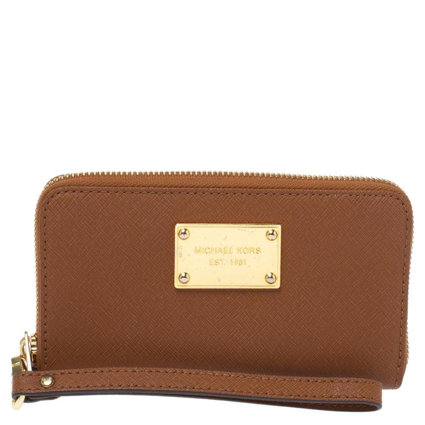 Michael Kors Leather Jet Set Zip Around Wristlet Wallet