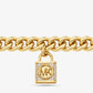 Precious Metal-Plated Brass Pavé Lock Curb Link Necklace