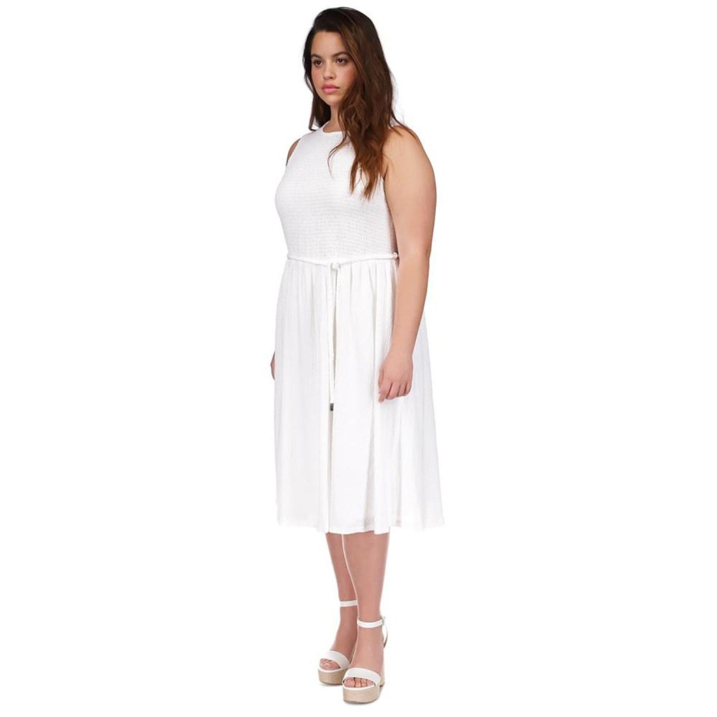 Michael Kors Plus Size Smocked Midi Dress