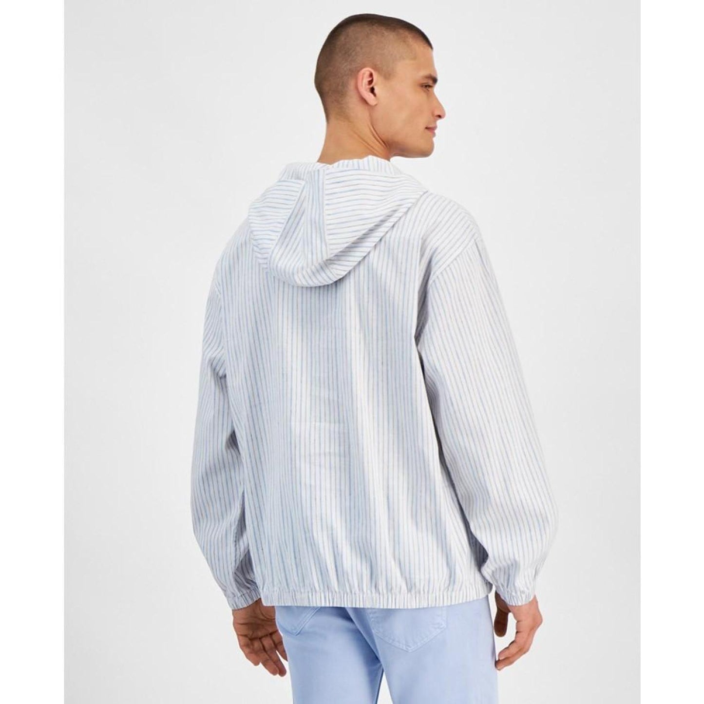 Men's Half-Zip Hooded Stripe Jacket