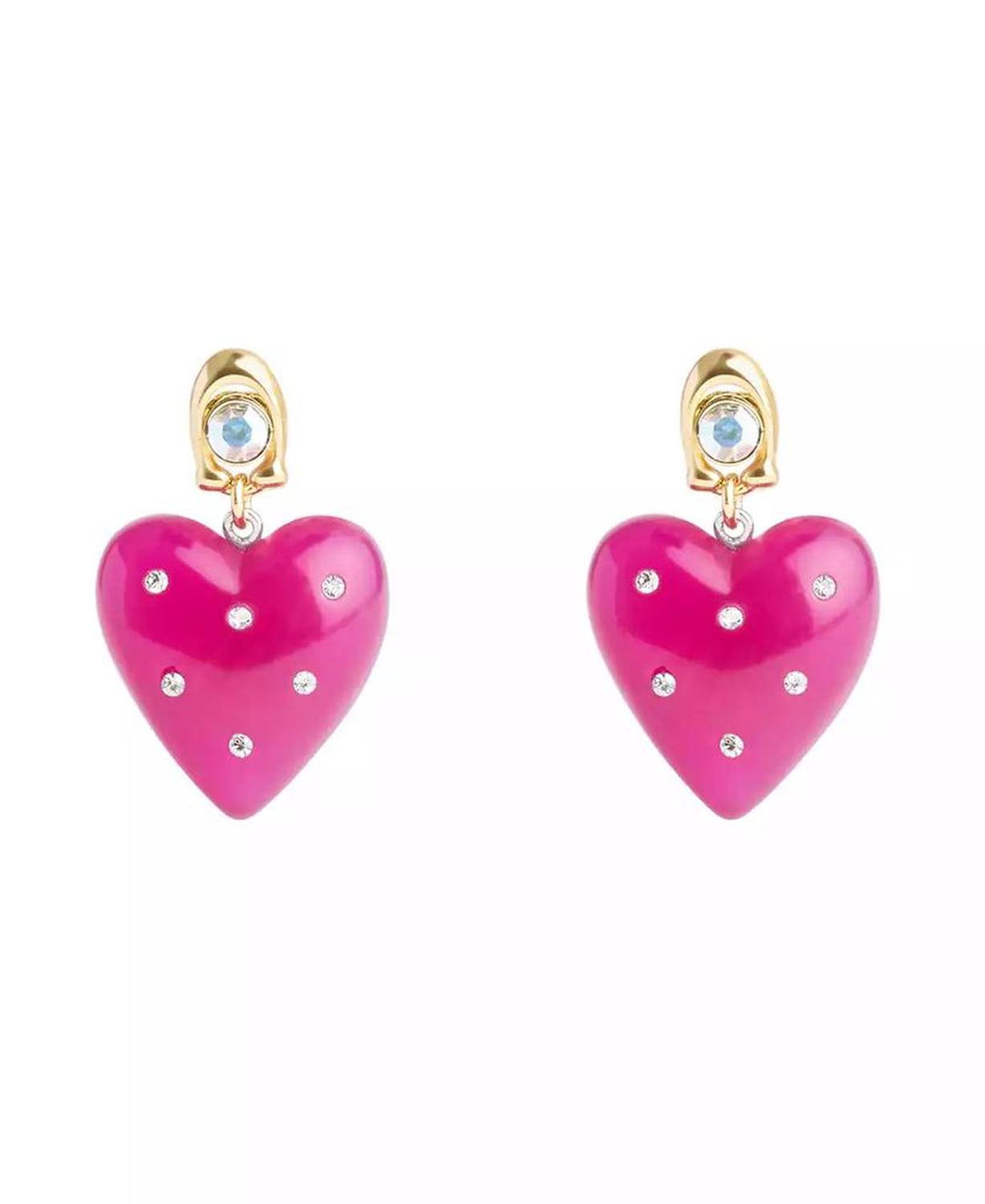 Faux Stone Vintage Charms Signature Puffy Heart Drop Earrings