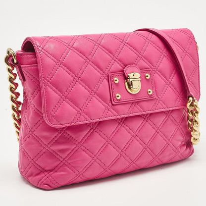 Pink Quilted Leather Large Single Shoulder Bag