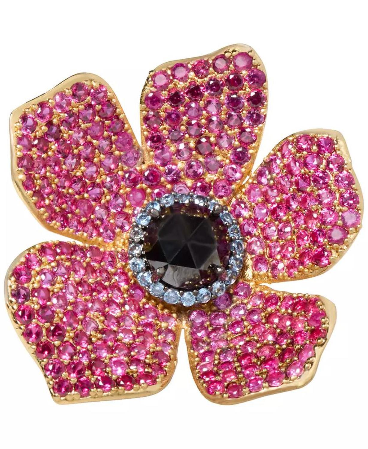 Gold-Tone Cubic Zirconia Flower Statement Ring