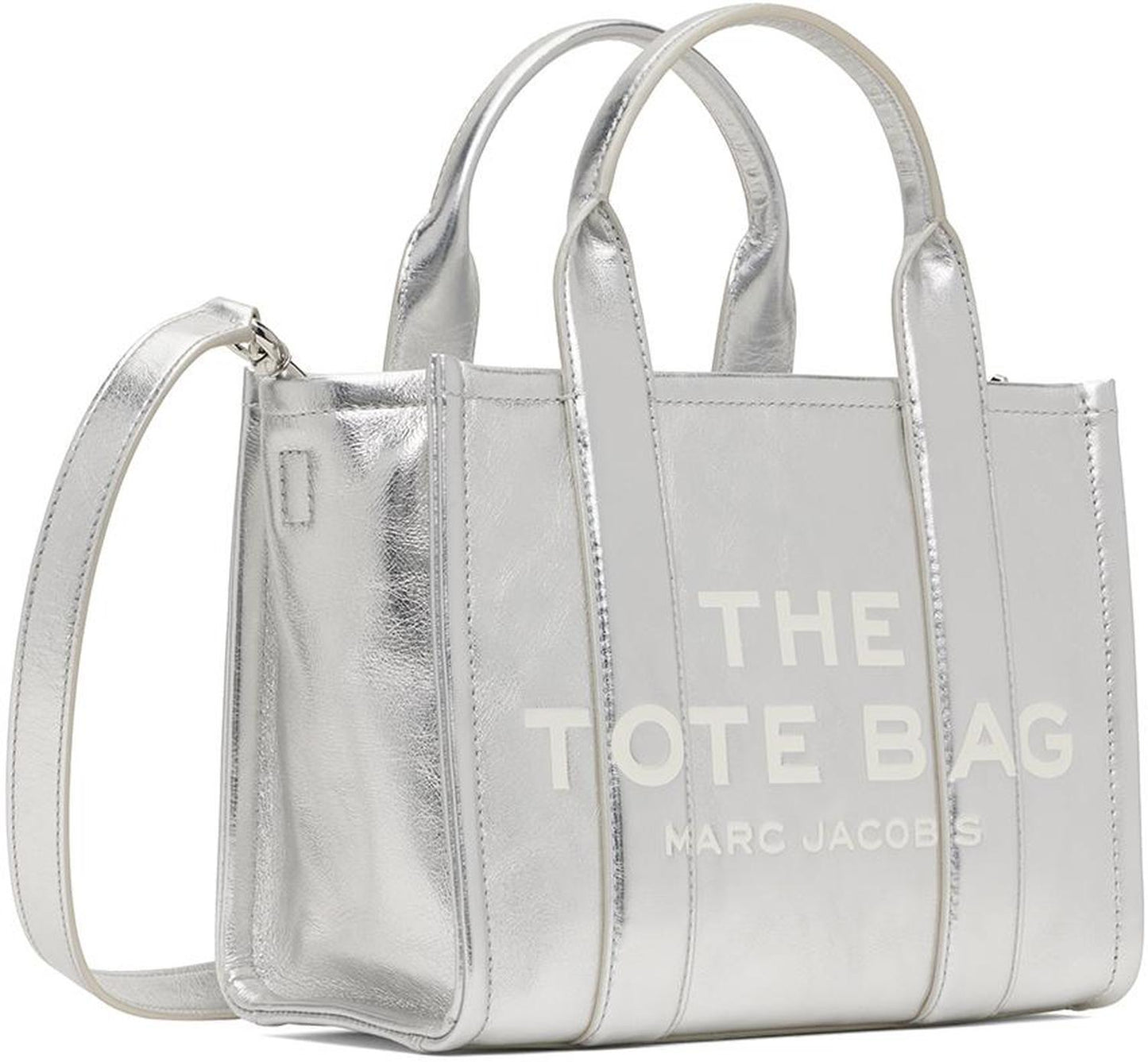 Silver 'The Metallic Leather Small' Tote