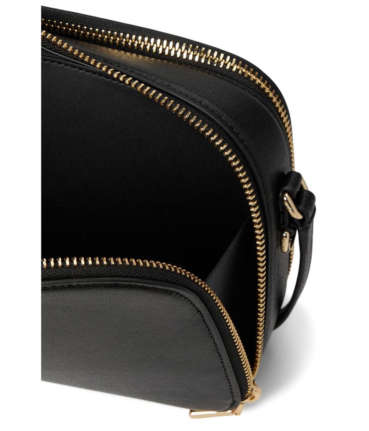 Devin Saffiano Leather Double Zip Dome Crossbody