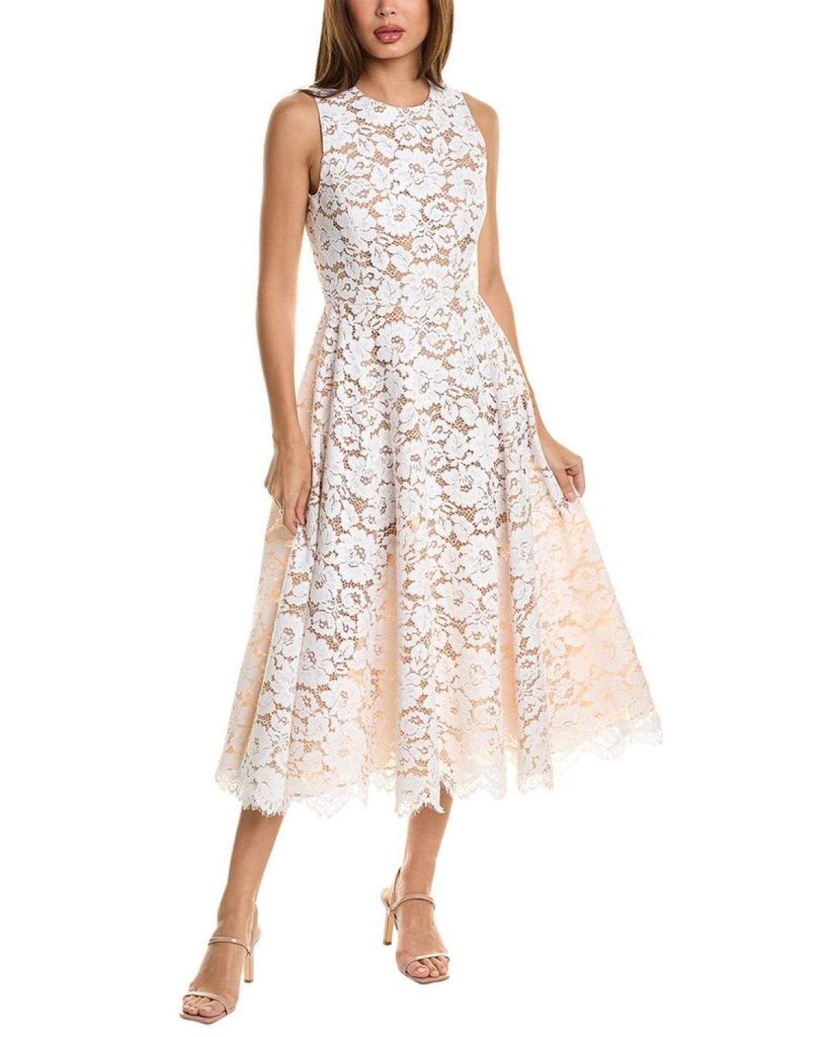 Michael Kors Collection Floral Lace Dance Silk-Lined A-Line Dress