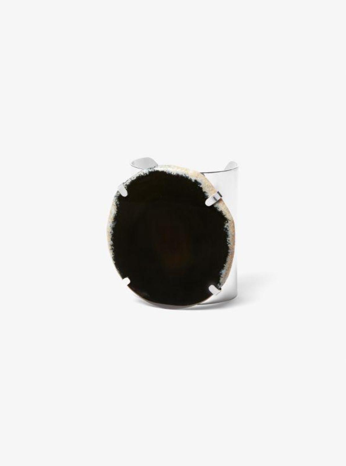 Precious Metal-Plated Brass and Agate Cuff