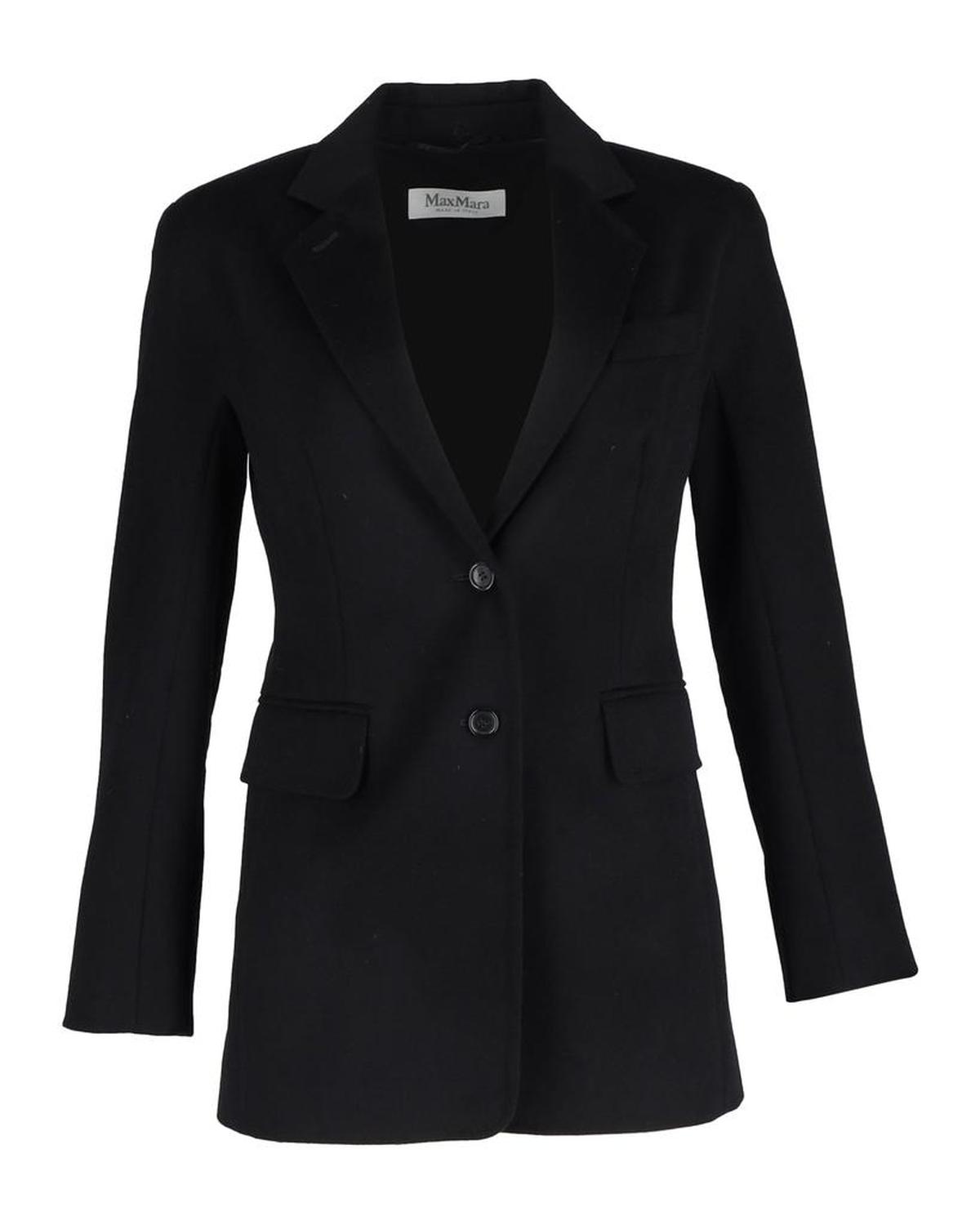 Max Mara Single-Breasted Blazer in Black Wool