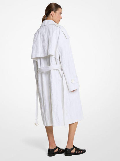 Crushed Cotton Gabardine Trench Coat