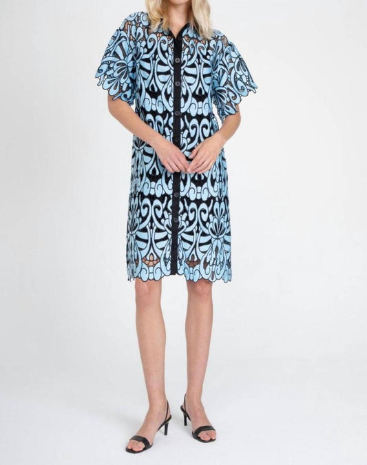 Gaia Shirt Dress In Blue Hacienda