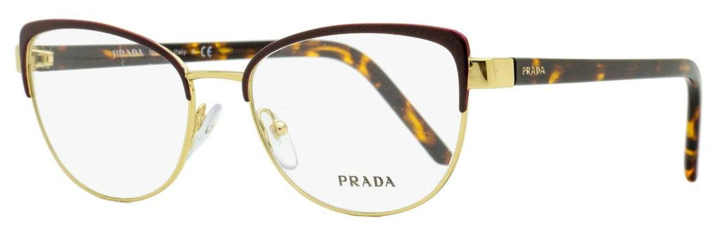 Prada Women's Oval Eyeglasses VPR 63X 09B-1O1 Gold/Havana 53mm