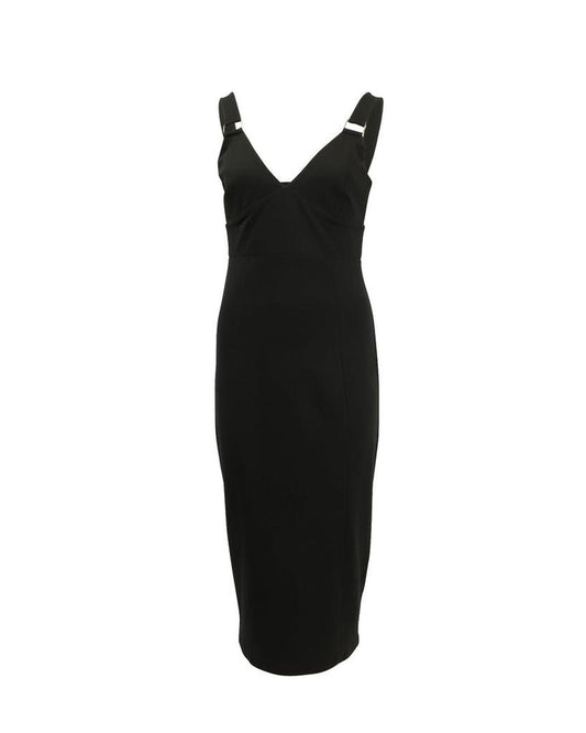 Michael Kors Sleeveless Dress with Buckle Strap in Black Viscose