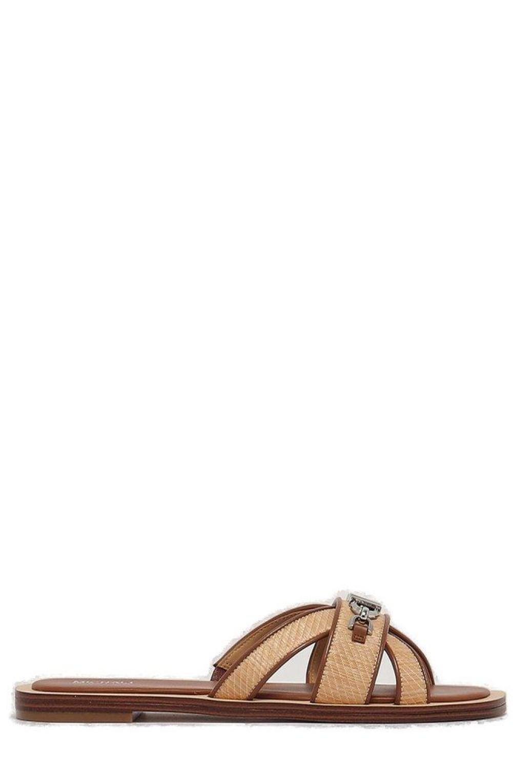 Michael Michael Kors Logo Plaque Slip-On Sandals