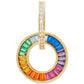 Gold-Tone Pavé & Multicolor Mixed Stone Circle Charm Hoop Earrings