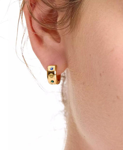 Gold-Tone Small Pavé Chunky Huggie Hoop Earrings, 0.5"