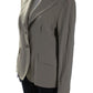 Women's Collared Long Sleeves Line Two Button Blazer Beige