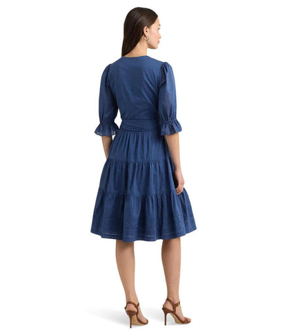 Tie-Front Cotton Voile Surplice Dress