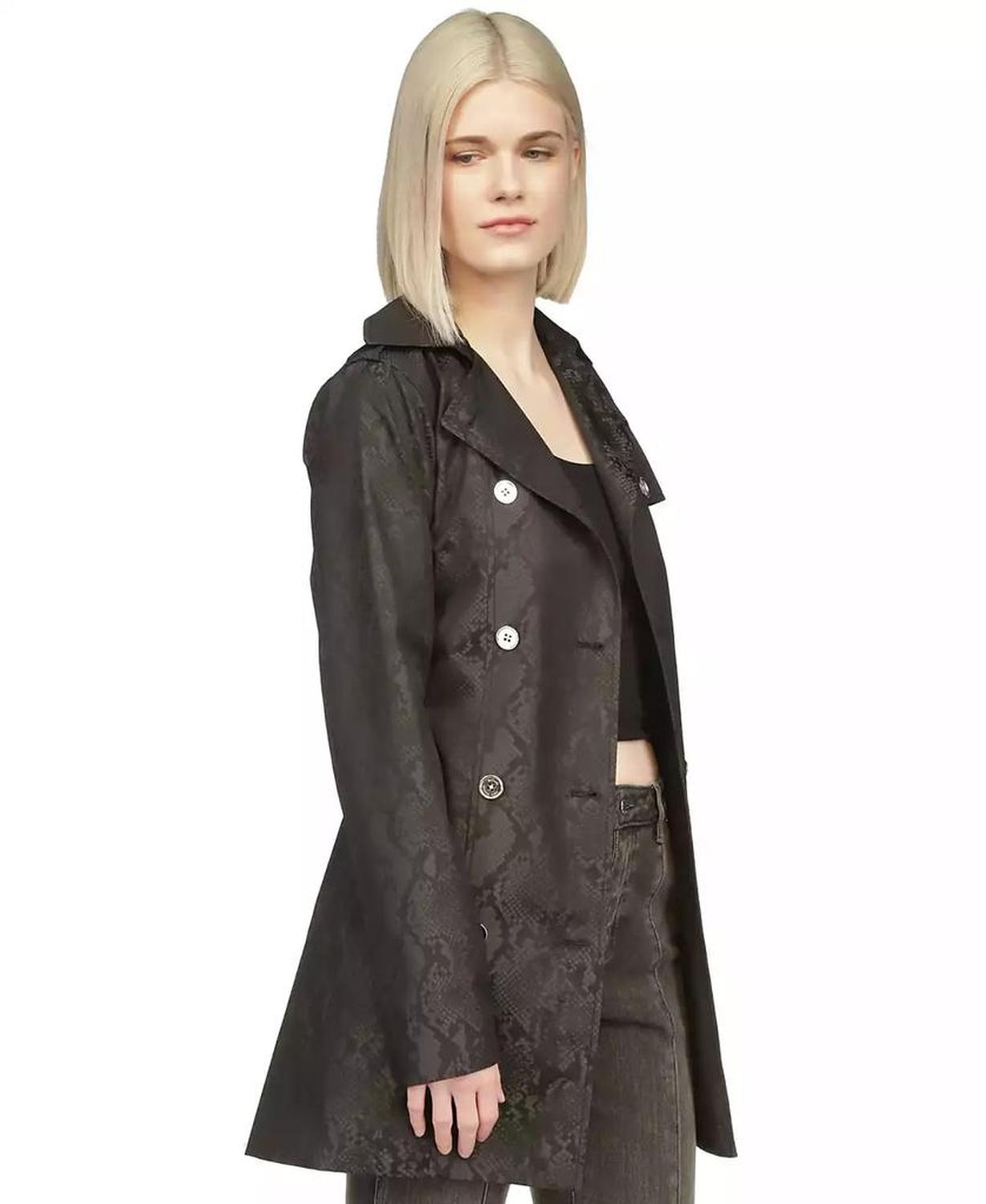 MICHAEL Women's Snake-Print Trench Coat