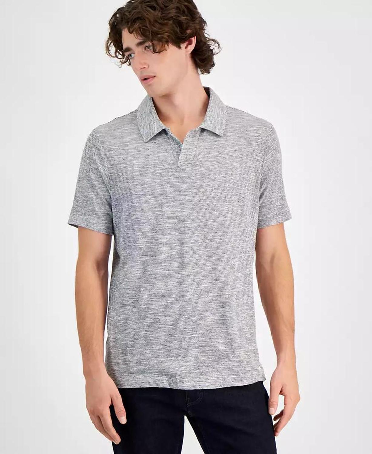 Men's Classic-Fit Textured Space-Dyed Polo Shirt