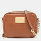 Brown Leather Mini Camera Crossbody Bag