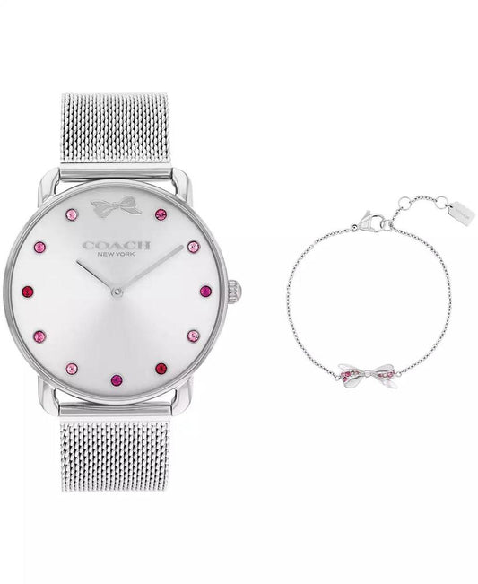 Women's Elliot Silver Tone Stainless Steel Mesh Bracelet Watch, 36mm