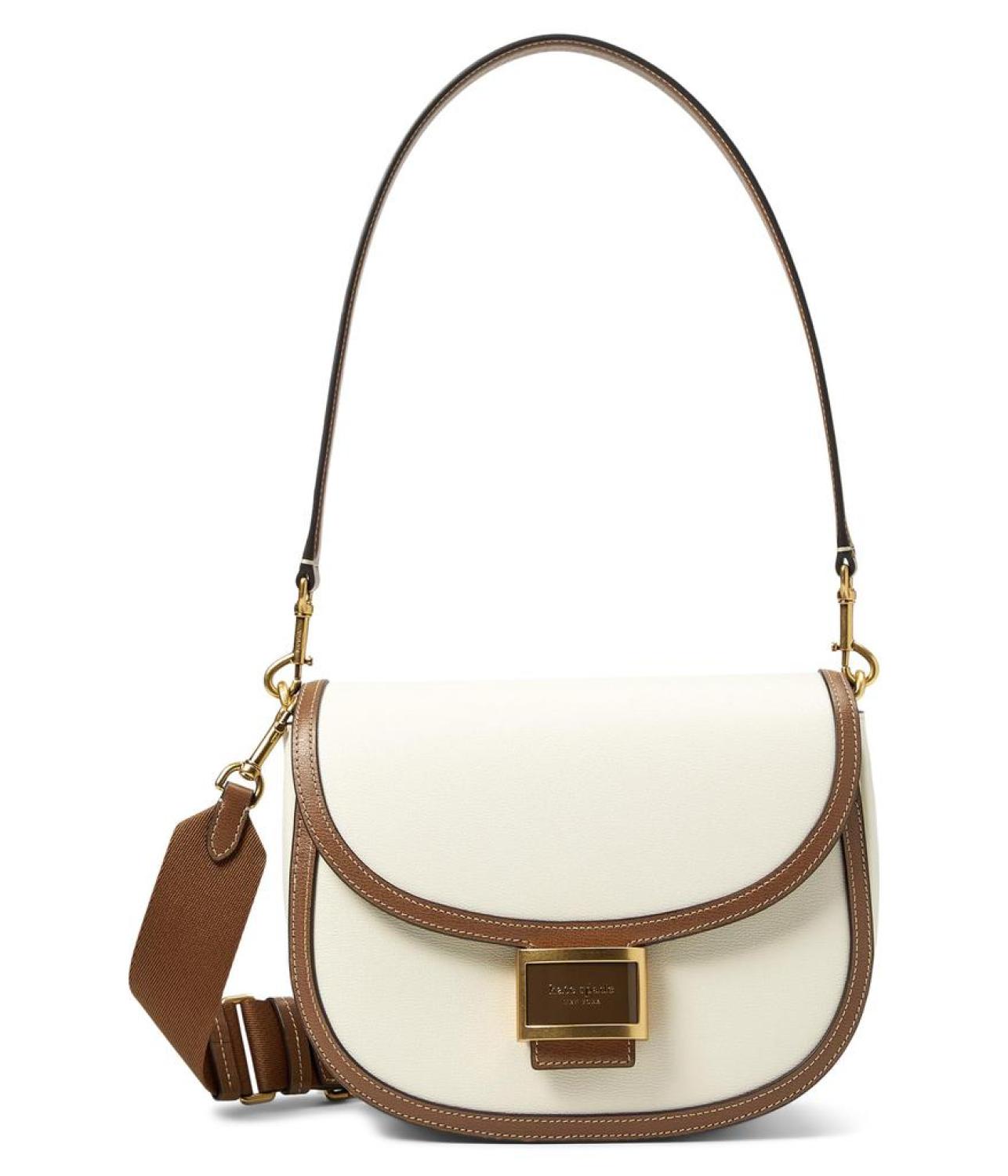 Katy Colorblocked Textured Leather Convertible Saddle Bag