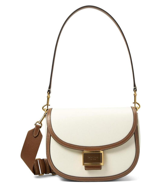 Katy Colorblocked Textured Leather Convertible Saddle Bag