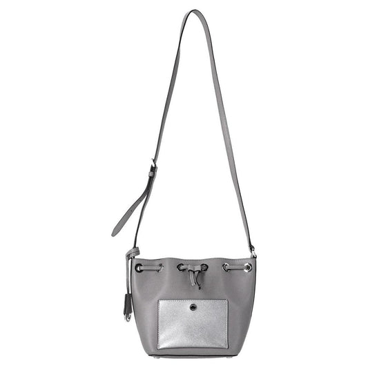 Small Greenwich Bucket Bag in Grey Saffiano Leather