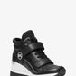 Gentry Leather and Canvas High-Top Wedge Trainer