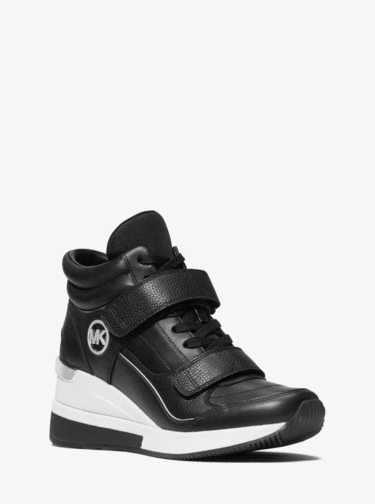 Gentry Leather and Canvas High-Top Wedge Trainer