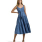 Cotton-Blend Tie-Front Tiered Dress