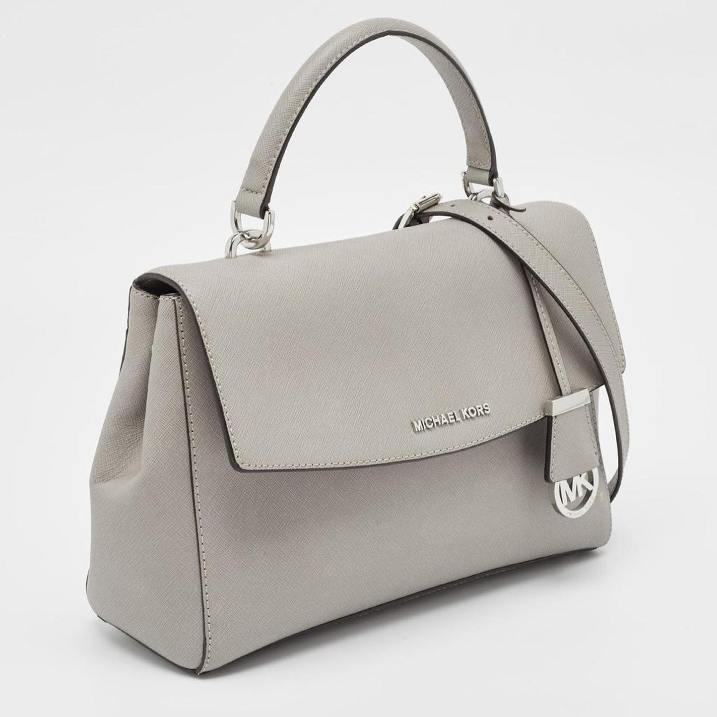 Grey Leather Medium Ava Top Handle Bag