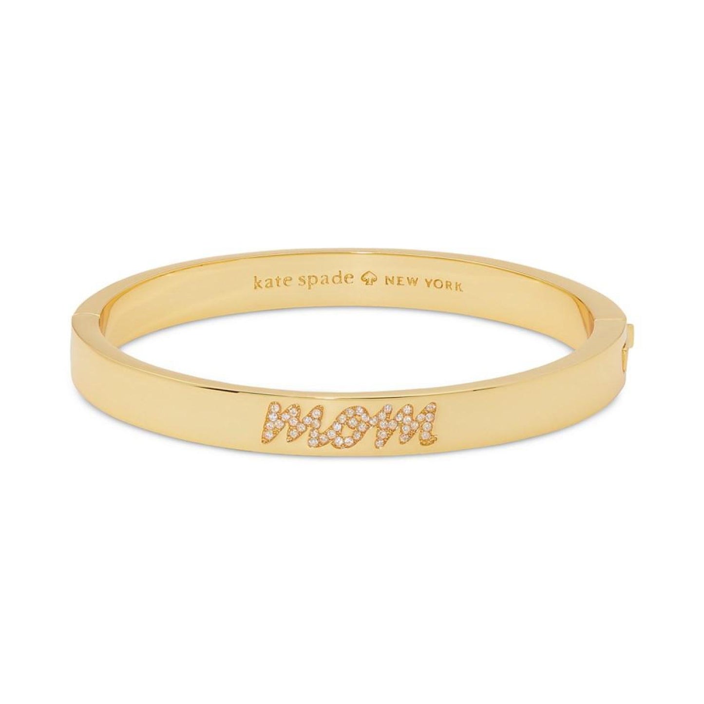 Gold-Tone Pavé Mom Script Bangle Bracelet