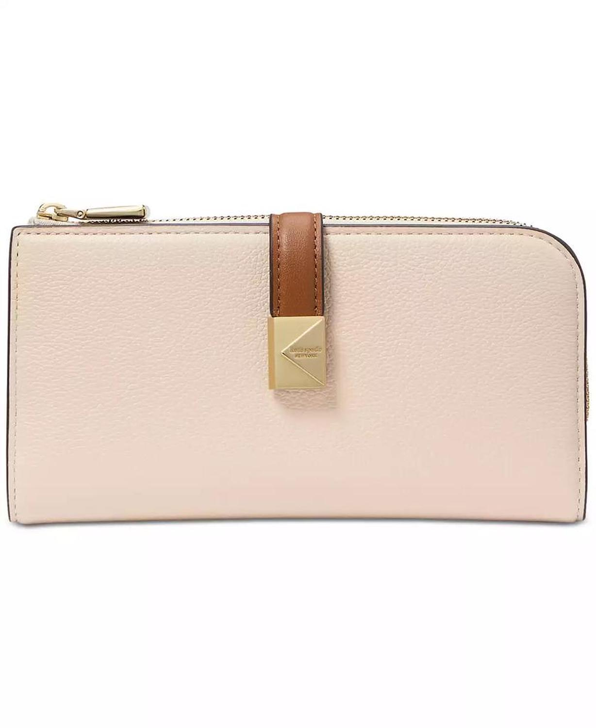 Deco Colorblocked Pebbled Leather Slim Zip Wallet