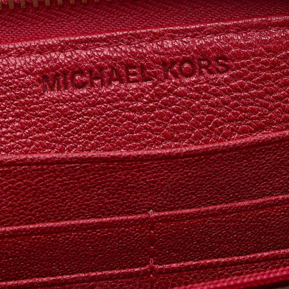 Michael Kors Red Leather Jet Set Zip Around Wallet..