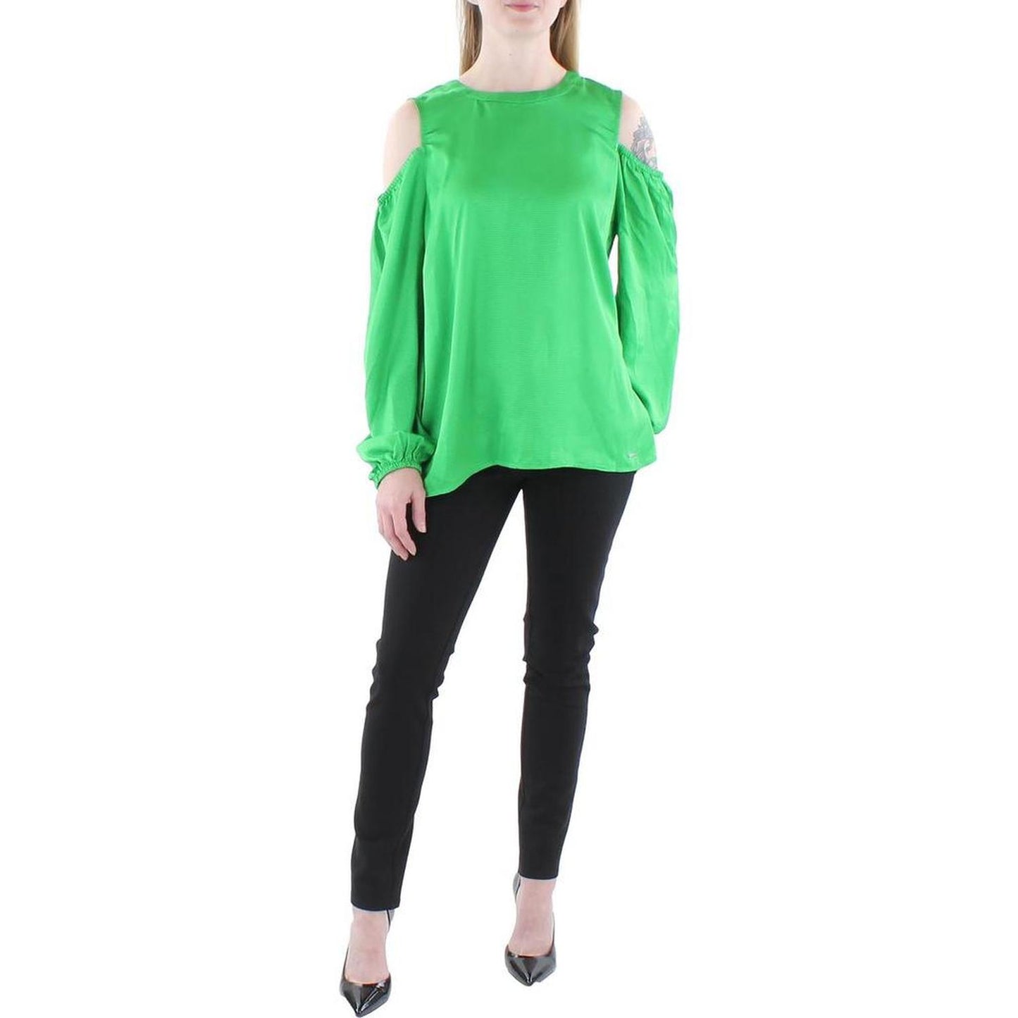 Womens Textured Open Shoulder Blouse