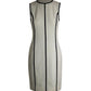 Michael Kors Leather Trimed Knee Length Dress in White Wool