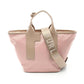 pink Leather Nylon Canvas Tote Bag