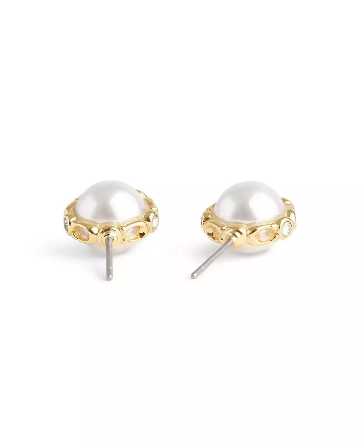 Faux Cultivated Pearl Vintage Charms Signature Stud Earrings