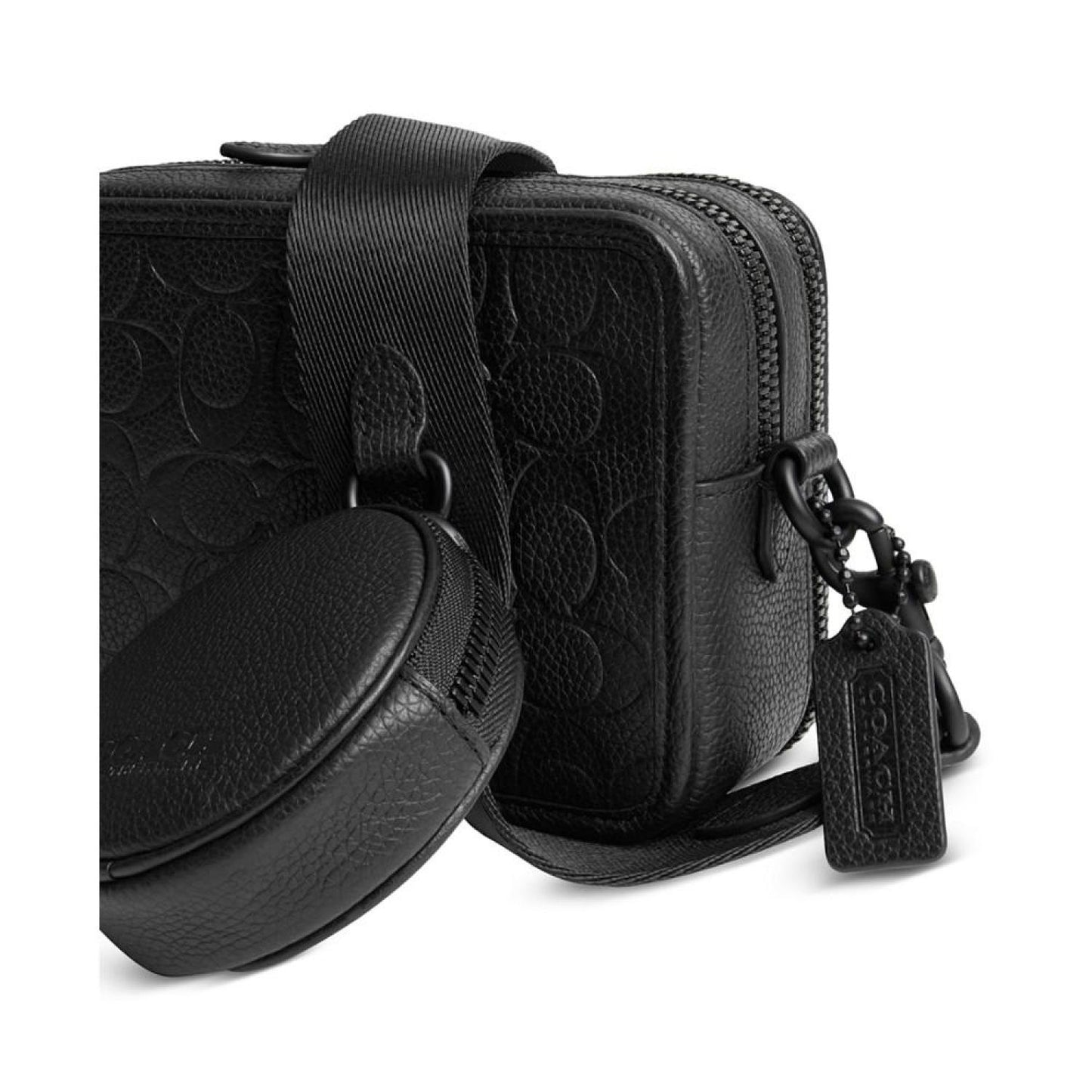 Men's Charter Crossbody in Blackout Signature Leather with Metal Chain