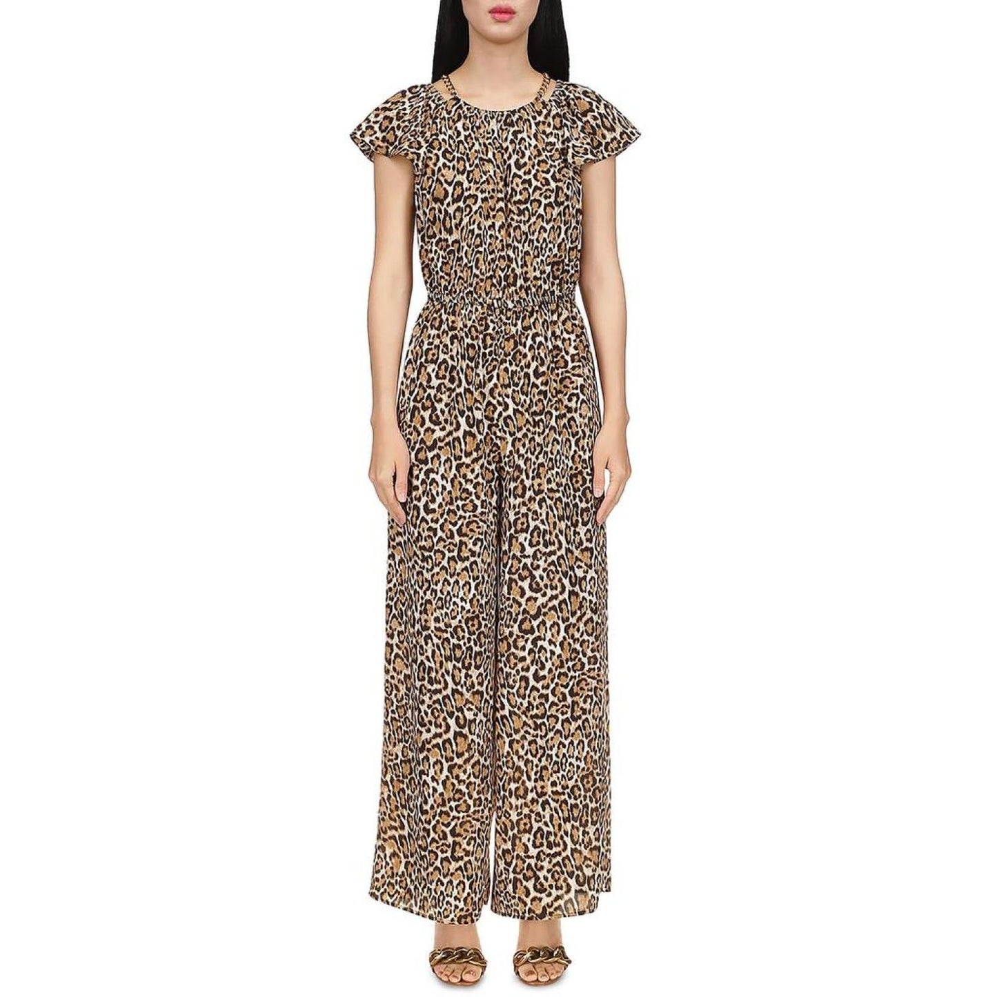 Womens Animal Print Polyester Jumpsuit