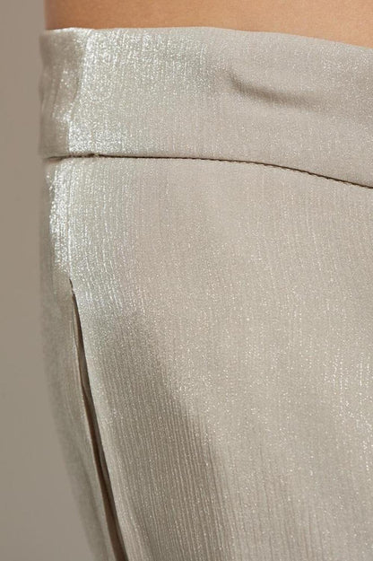 Michael Michael Kors Metallic Crinkled Wide-Leg Trousers