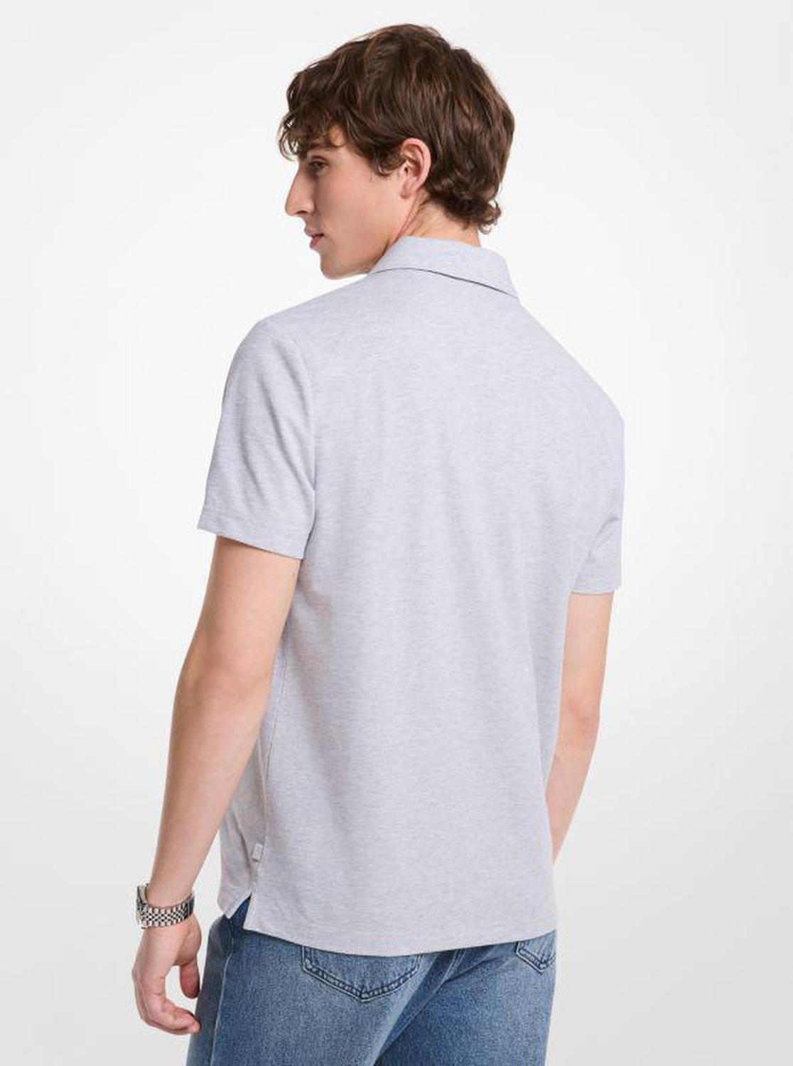 Cotton Blend Piqué Zip-Up Polo Shirt