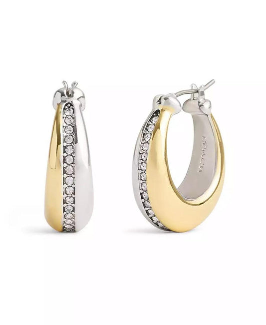 Faux Stone Pave Tubular Huggies Earrings