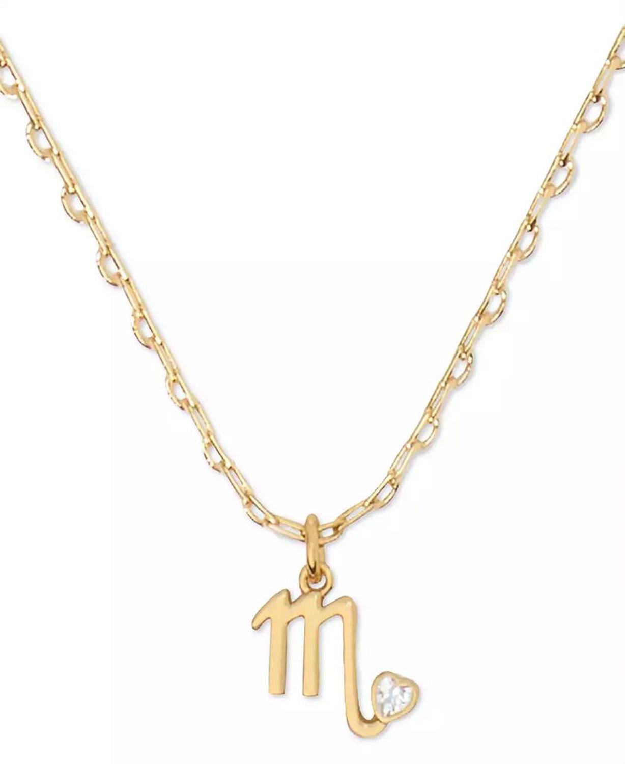 Gold-Tone Pavé Zodiac Mini Pendant Necklace