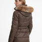 Faux Fur Trim Quilted Belted Puffer Jacket