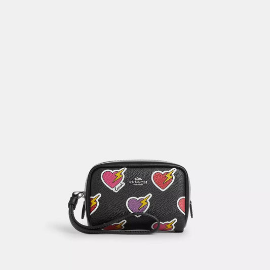 Coach Outlet Pouch Wristlet With Heart Bolt Print