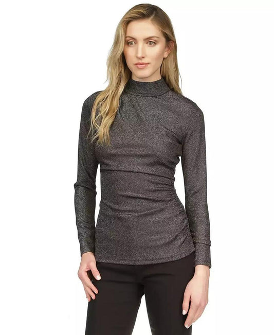 Women's Asymmetrical Ruched Long-Sleeve Top