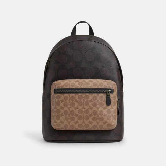 West Backpack In Blocked Signature Canvas