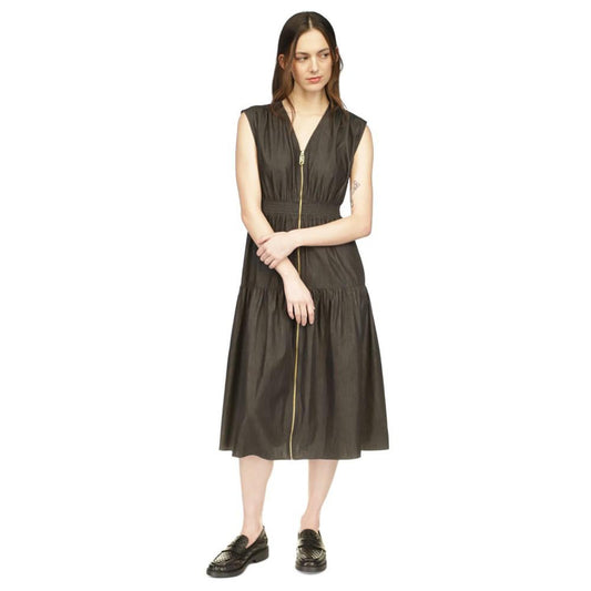 Women's Empire-Waist Zip-Front Midi Dress